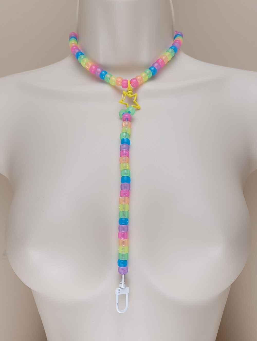 Festival glow rainbow choker & removable binky cord necklace  (kandi sour patch)